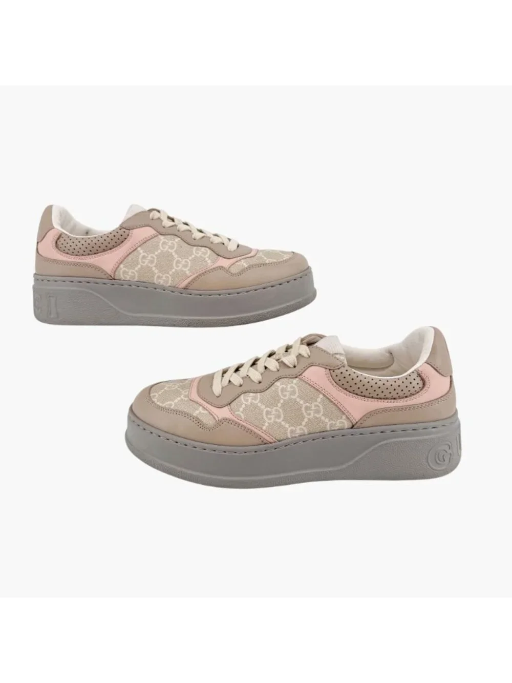 Gucci Beige GG Monogram Canvas Dali Platform Sneakers Size 39 US 9 Women